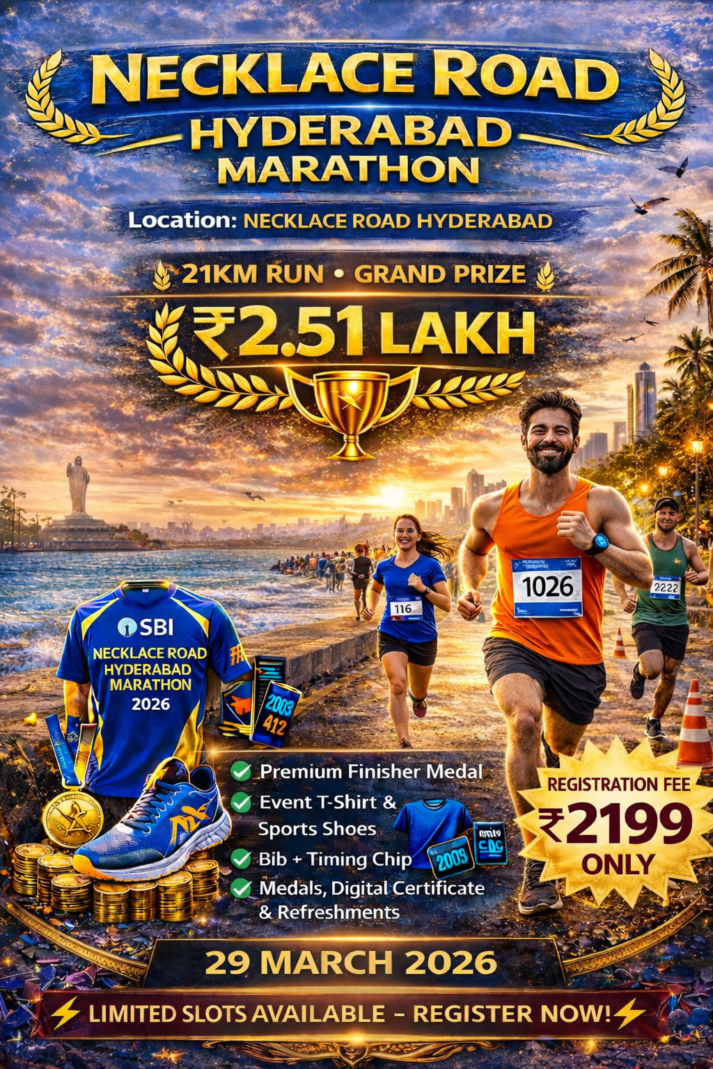 Necklace Road Hyderabad Half Marathon  21 KM